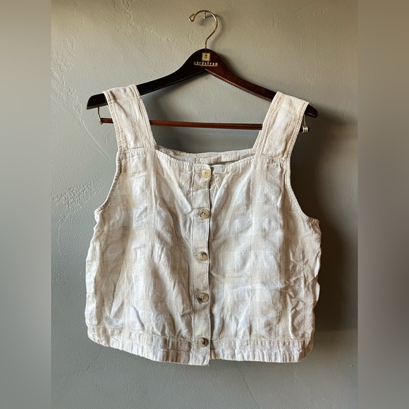 Madewell Tops - Madewell Light Tan/White Checkered Tank ~ Size 14
